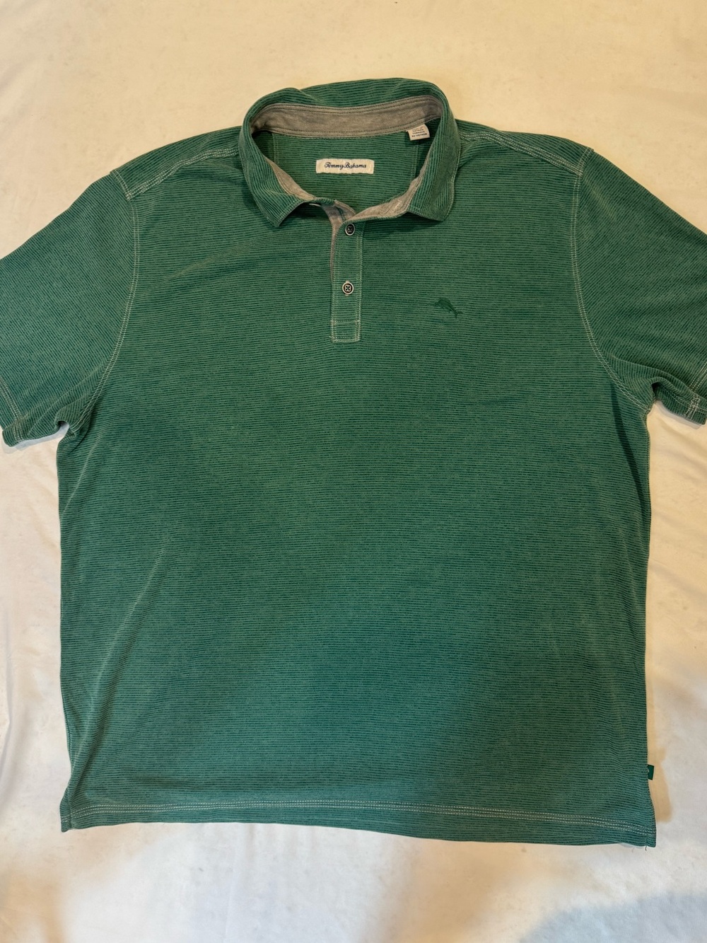 Tommy Bahama Men’s Green Heather Polo Shirt Marlin Logo Short Sleeve Golf